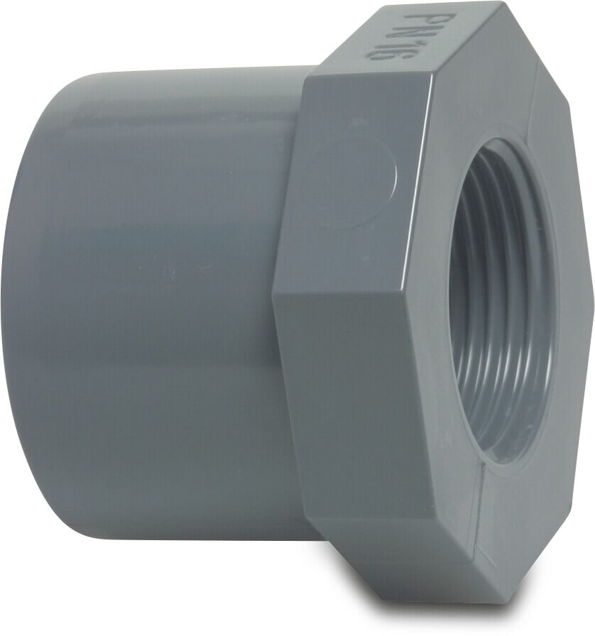 Profec Reducer bush PVC-U 10 bar glue spigot x female thread grey